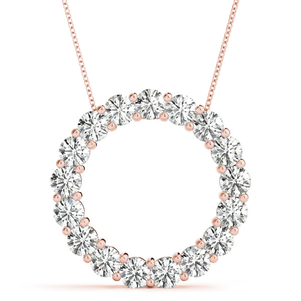 2CT Lab Diamond Circle Pendant Necklace in 14K White Gold