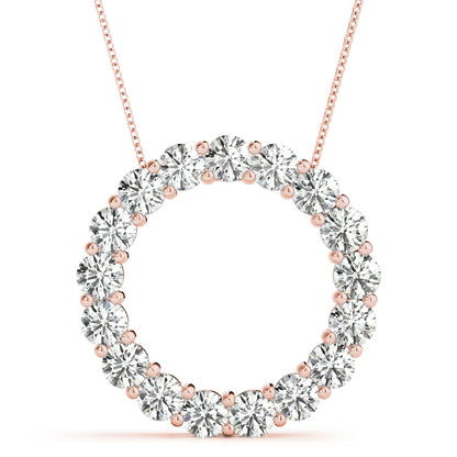 2CT Lab Diamond Circle Pendant Necklace in 14K White Gold