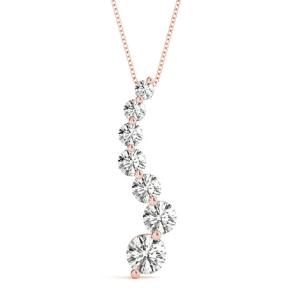 Curved 7-Stone 2CT Lab Diamond Journey Pendant Necklace