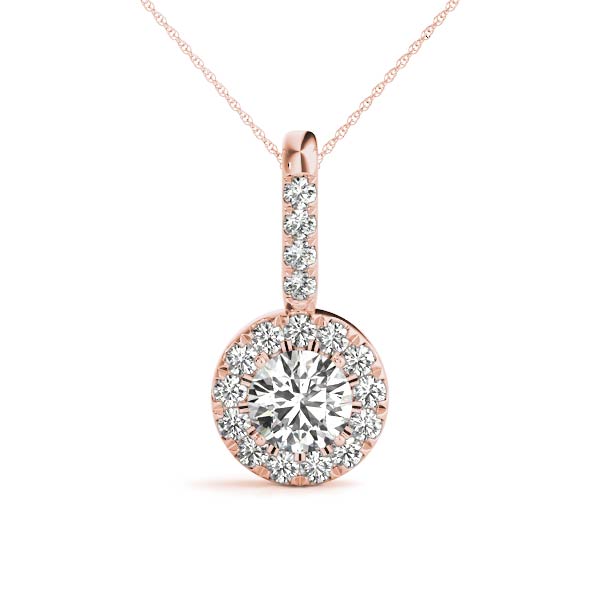 White Gold 1.5CT Lab Diamond Round Halo Pendant Necklace
