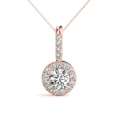 White Gold 1.5CT Lab Diamond Round Halo Pendant Necklace