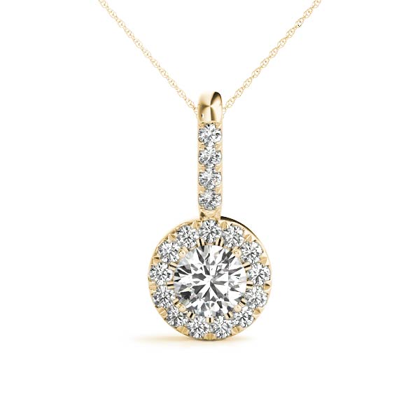 White Gold 1.5CT Lab Diamond Round Halo Pendant Necklace