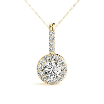 White Gold 1.5CT Lab Diamond Round Halo Pendant Necklace