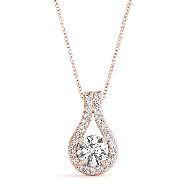 0.5CT Unique Lab Diamond Drop Halo Pendant 14K White Gold