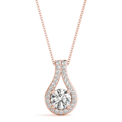 0.5CT Unique Lab Diamond Drop Halo Pendant 14K White Gold