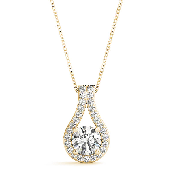 0.5CT Unique Lab Diamond Drop Halo Pendant 14K White Gold
