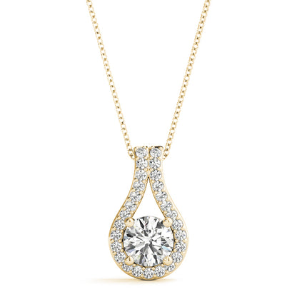 0.5CT Unique Lab Diamond Drop Halo Pendant 14K White Gold