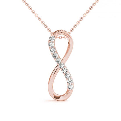 0.10CT Lab Diamond Infinity Pendant Necklace in 10K White Gold