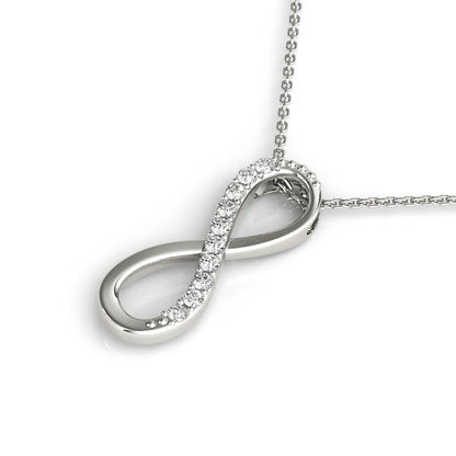 0.10CT Lab Diamond Infinity Pendant Necklace in 10K White Gold