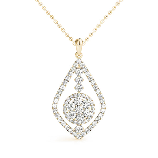 Unique 0.60CT Diamond Teardrop Halo Pendant 14K White Gold