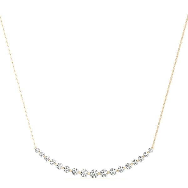 1CT Graduated Lab Diamond Curved Bar Necklace 14K White Gold