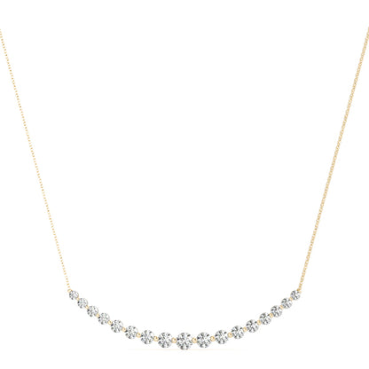 1CT Graduated Lab Diamond Curved Bar Necklace 14K White Gold