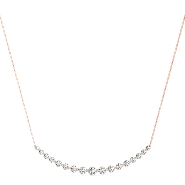 1CT Graduated Lab Diamond Curved Bar Necklace 14K White Gold