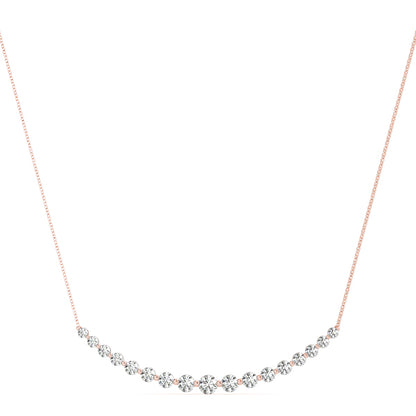 1CT Graduated Lab Diamond Curved Bar Necklace 14K White Gold