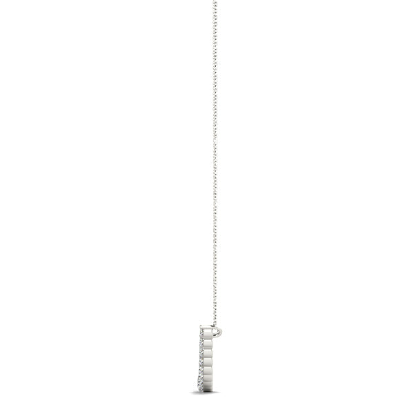 1CT Graduated Lab Diamond Curved Bar Necklace 14K White Gold