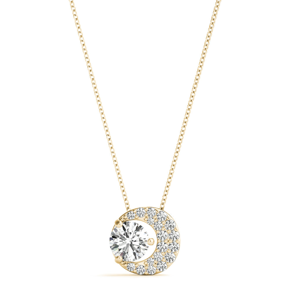 3/4CT Crescent Moon Lab Diamond Pendant in 10K White Gold