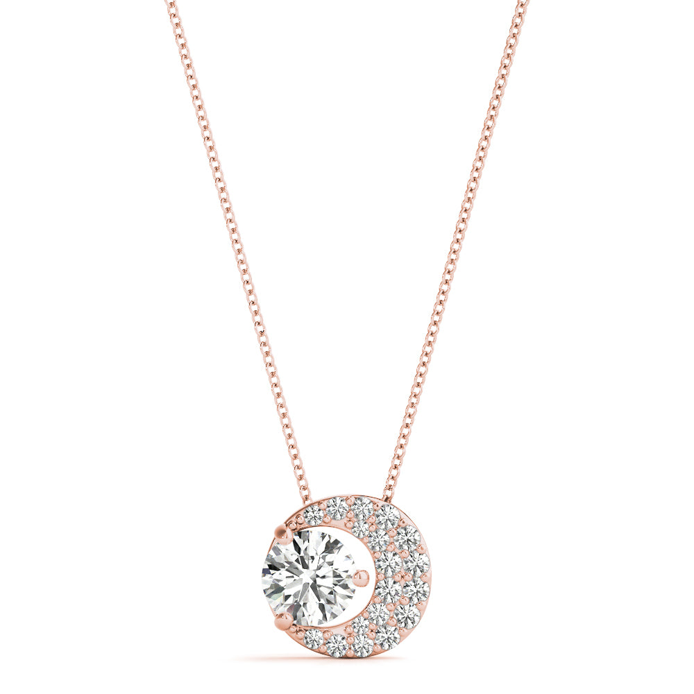 3/4CT Crescent Moon Lab Diamond Pendant in 10K White Gold