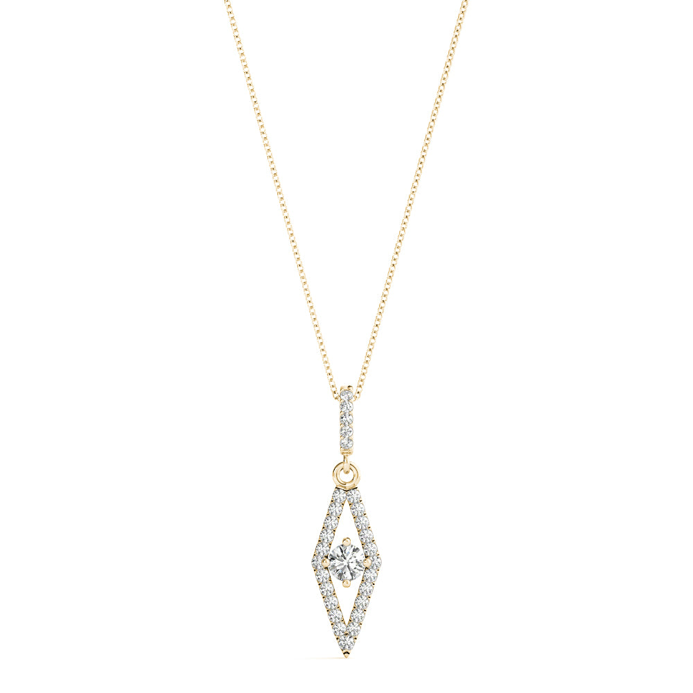 Elegant Geometric Diamond Pendant Necklace in 10K White Gold