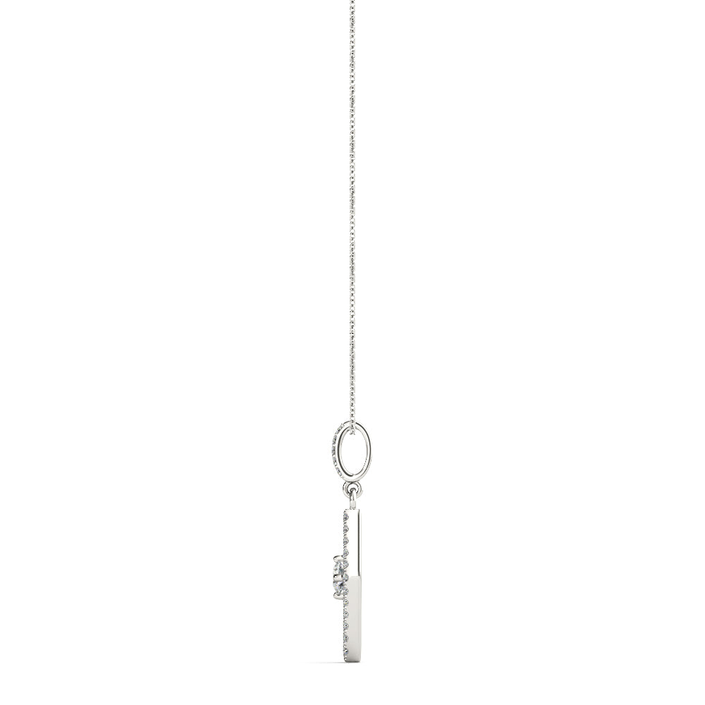 Elegant Geometric Diamond Pendant Necklace in 10K White Gold