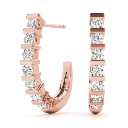 Lab Diamond Bar-Set Hoop Earrings in 10K White Gold 18.7mm
