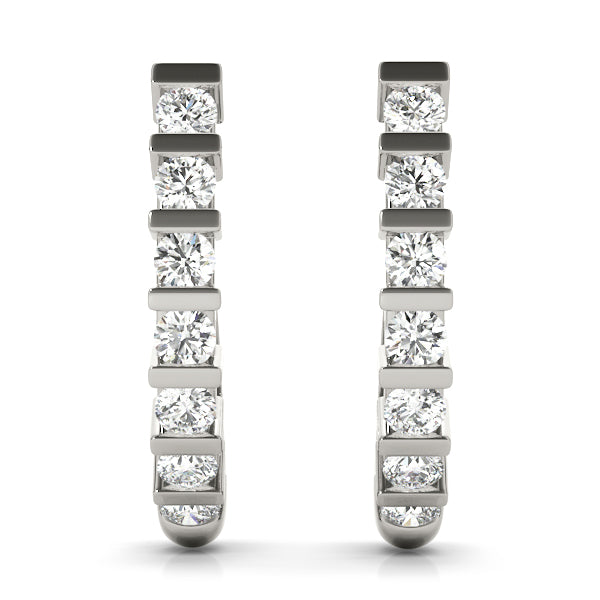 Lab Diamond Bar-Set Hoop Earrings in 10K White Gold 18.7mm