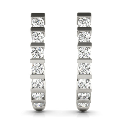 Lab Diamond Bar-Set Hoop Earrings in 10K White Gold 18.7mm