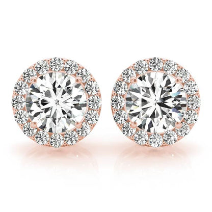 Fine Lab Diamond Stud Halo Earrings in 14K White Gold 0.67CT