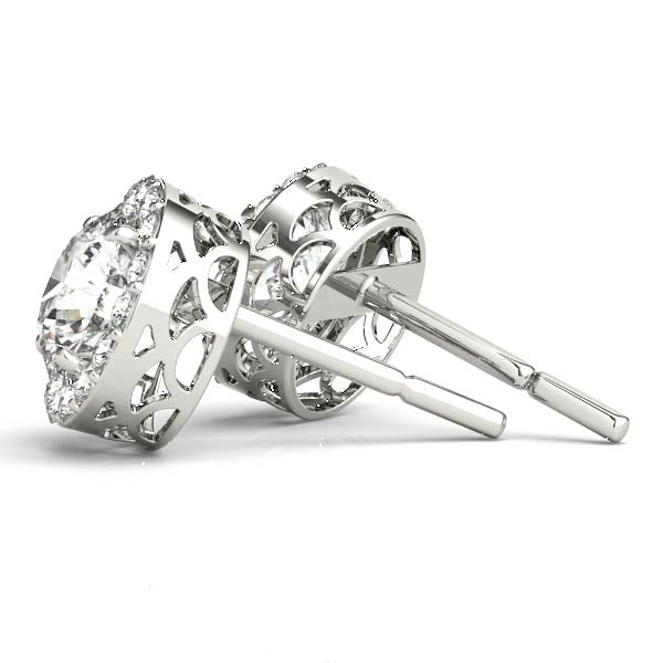 Classic 1.18CT Lab Diamond Halo Stud Earrings in 14K White Gold