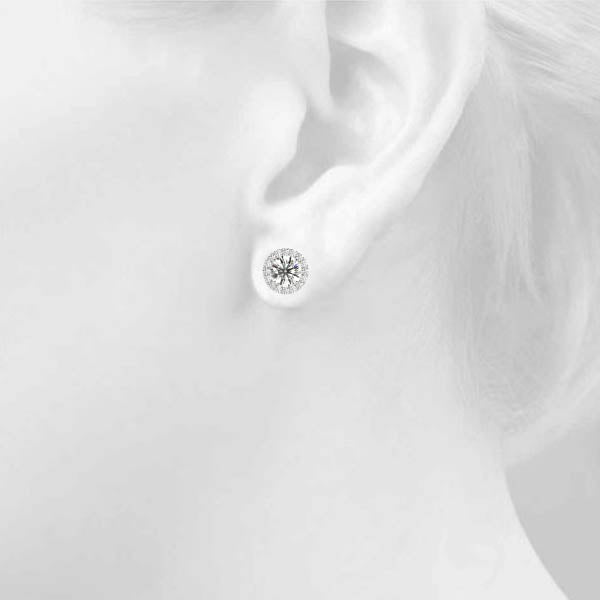 Fine Lab Diamond Stud Halo Earrings in 14K White Gold 0.67CT