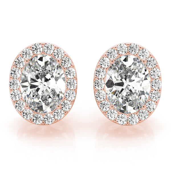 1.77CT Oval Halo Lab Diamond Stud Earrings 14K White Gold 7x5mm
