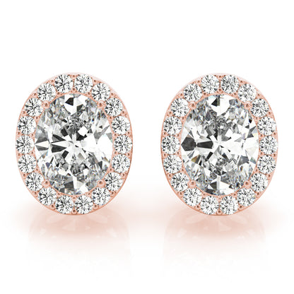 1.77CT Oval Halo Lab Diamond Stud Earrings 14K White Gold 7x5mm