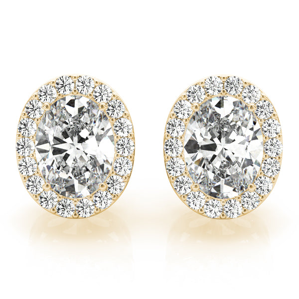1.77CT Oval Halo Lab Diamond Stud Earrings 14K White Gold 7x5mm