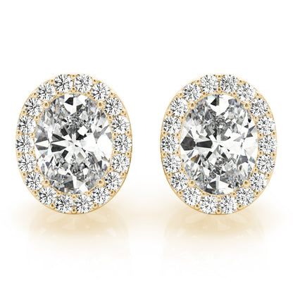 1.77CT Oval Halo Lab Diamond Stud Earrings 14K White Gold 7x5mm