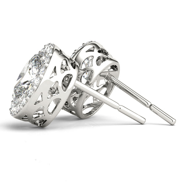 1.77CT Oval Halo Lab Diamond Stud Earrings 14K White Gold 7x5mm