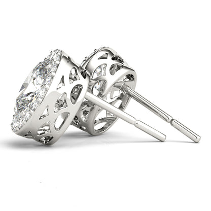 1.77CT Oval Halo Lab Diamond Stud Earrings 14K White Gold 7x5mm