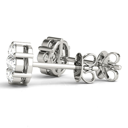 1CT Lab Diamond Cluster Stud Earrings in 6.6MM 14K White Gold