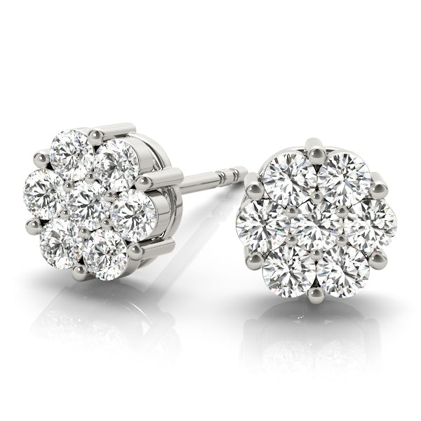 0.50CT Lab Diamond Cluster Stud Earrings in 10K White Gold