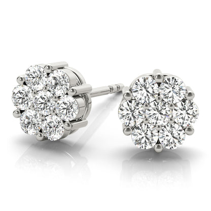 0.50CT Lab Diamond Cluster Stud Earrings in 10K White Gold
