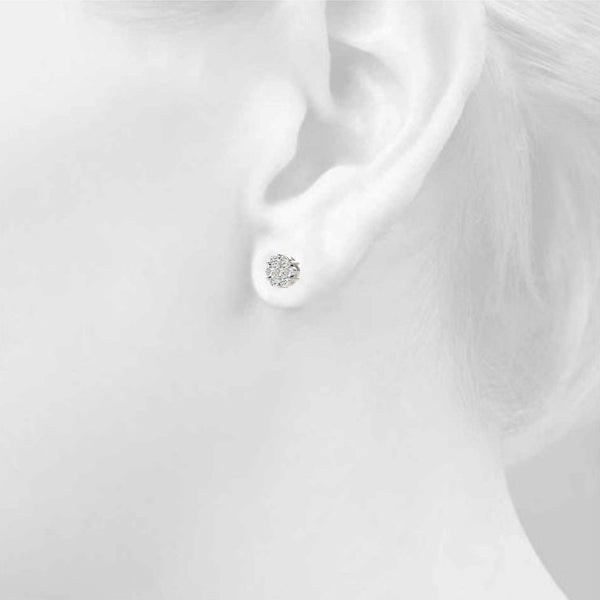 0.50CT Lab Diamond Cluster Stud Earrings in 10K White Gold
