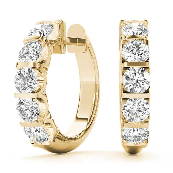 1CT Diamond 16mm Channel-Set Hoop Earrings 14K White Gold