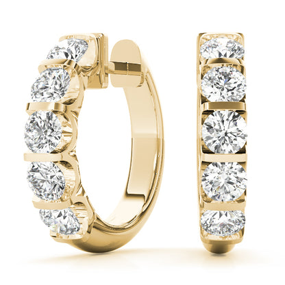 1CT Diamond 16mm Channel-Set Hoop Earrings 14K White Gold