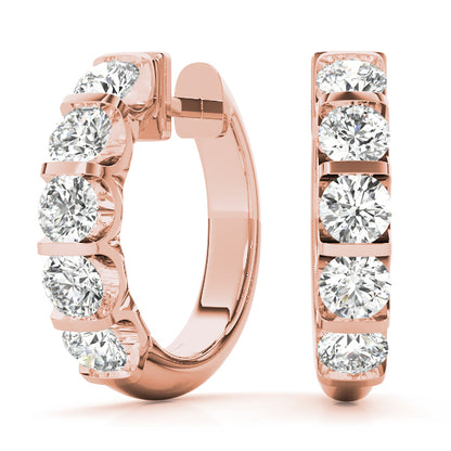 1CT Diamond 16mm Channel-Set Hoop Earrings 14K White Gold
