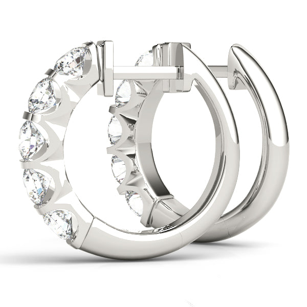 1/2CT Diamond 15.6mm Channel-Set Hoop Earrings 14K White Gold