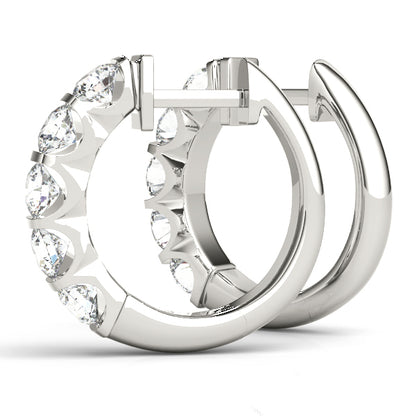 1/2CT Diamond 15.6mm Channel-Set Hoop Earrings 14K White Gold