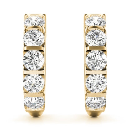 1/2CT Diamond 15.6mm Channel-Set Hoop Earrings 14K White Gold