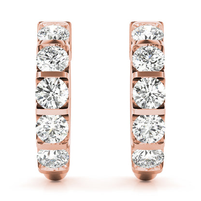 1/2CT Diamond 15.6mm Channel-Set Hoop Earrings 14K White Gold