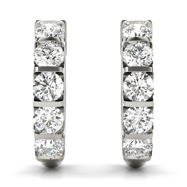 1/2CT Diamond 15.6mm Channel-Set Hoop Earrings 14K White Gold