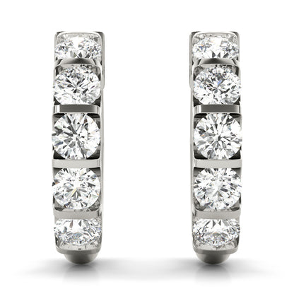 1/2CT Diamond 15.6mm Channel-Set Hoop Earrings 14K White Gold