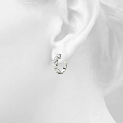 1CT Diamond 16mm Channel-Set Hoop Earrings 14K White Gold