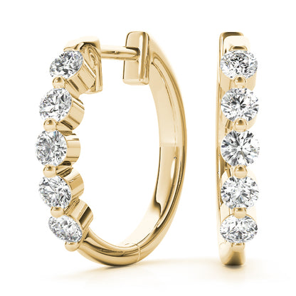 Fine 1CT Diamond Bezel-Set Huggie Hoop Earrings 14K White Gold